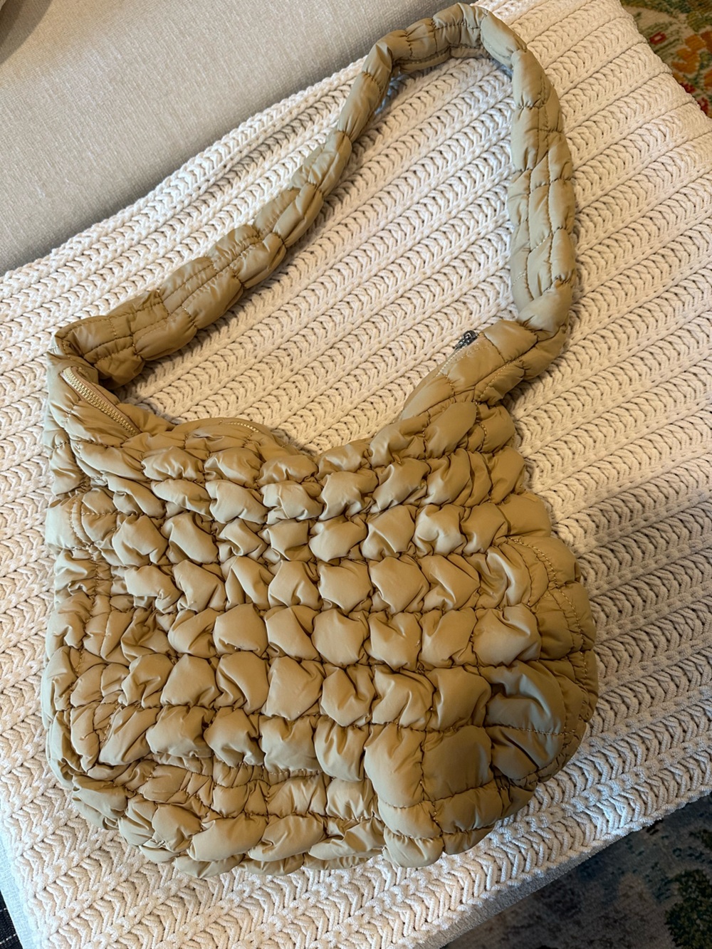 Puffer Crossbody Bag in Khaki
